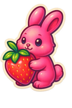 pinkbunnyholdingstrawberry Discord emoji — free static PNG download