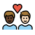 couple with heart: man, man, dark skin tone, light skin tone Discord emoji — free static PNG download