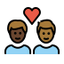 couple with heart: man, man, dark skin tone, medium-dark skin tone Discord emoji — free static PNG download