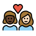 couple with heart: woman, woman, dark skin tone, light skin tone Discord emoji — free static PNG download