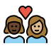 couple with heart: woman, woman, dark skin tone, medium-light skin tone Discord emoji — free static PNG download