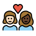 couple with heart: woman, woman, light skin tone, dark skin tone Discord emoji — free static PNG download