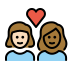 couple with heart: woman, woman, light skin tone, medium-dark skin tone Discord emoji — free static PNG download