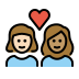 couple with heart: woman, woman, light skin tone, medium skin tone Discord emoji — free static PNG download