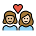 couple with heart: woman, woman, medium-light skin tone, light skin tone Discord emoji — free static PNG download