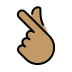 hand with index finger and thumb crossed: medium skin tone Discord emoji — free static PNG download