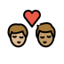 kiss: man, man, medium-light skin tone, medium skin tone Discord emoji — free static PNG download