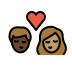kiss: woman, man, dark skin tone, medium skin tone Discord emoji — free static PNG download
