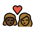 kiss: woman, woman, dark skin tone, medium-dark skin tone Discord emoji — free static PNG download