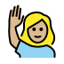 woman raising hand: medium-light skin tone Discord emoji — free static PNG download