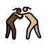 women wrestling: dark skin tone, medium-light skin tone Discord emoji — free static PNG download
