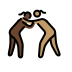 women wrestling: dark skin tone, medium skin tone Discord emoji — free static PNG download