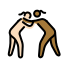 women wrestling: light skin tone, medium-dark skin tone Discord emoji — free static PNG download