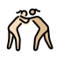 women wrestling: light skin tone, medium-light skin tone Discord emoji — free static PNG download
