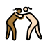 women wrestling: medium-dark skin tone, light skin tone Discord emoji — free static PNG download