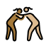 women wrestling: medium-dark skin tone, medium-light skin tone Discord emoji — free static PNG download