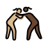 women wrestling: medium-light skin tone, dark skin tone Discord emoji — free static PNG download