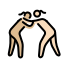 women wrestling: medium-light skin tone, light skin tone Discord emoji — free static PNG download