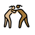 women wrestling: medium-light skin tone, medium-dark skin tone Discord emoji — free static PNG download