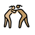 women wrestling: medium-light skin tone, medium skin tone Discord emoji — free static PNG download