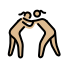 women wrestling: medium-light skin tone Discord emoji — free static PNG download