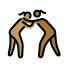 women wrestling: medium skin tone, medium-dark skin tone Discord emoji — free static PNG download