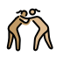 women wrestling: medium skin tone, medium-light skin tone Discord emoji — free static PNG download