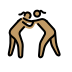 women wrestling: medium skin tone Discord emoji — free static PNG download