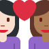 couple with heart: woman, woman, light skin tone, medium-dark skin tone 👩🏻‍❤️‍👩🏾 Discord emoji — free static PNG download