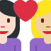 couple with heart: woman, woman, light skin tone, medium-light skin tone 👩🏻‍❤️‍👩🏼 Discord emoji — free static PNG download