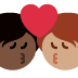 kiss: person, person, dark skin tone, medium skin tone 🧑🏿‍❤️‍💋‍🧑🏽 Discord emoji — free static PNG download