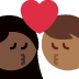 kiss: woman, man, dark skin tone, medium-dark skin tone 👩🏿‍❤️‍💋‍👨🏾 Discord emoji — free static PNG download