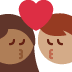 kiss: woman, man, medium-dark skin tone, medium skin tone 👩🏾‍❤️‍💋‍👨🏽 Discord emoji — free static PNG download