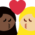 kiss: woman, woman, dark skin tone, medium-light skin tone 👩🏿‍❤️‍💋‍👩🏼 Discord emoji — free static PNG download