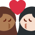 kiss: woman, woman, medium-dark skin tone, light skin tone 👩🏾‍❤️‍💋‍👩🏻 Discord emoji — free static PNG download