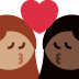 kiss: woman, woman, medium skin tone, dark skin tone 👩🏽‍❤️‍💋‍👩🏿 Discord emoji — free static PNG download