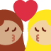 kiss: woman, woman, medium skin tone, medium-light skin tone 👩🏽‍❤️‍💋‍👩🏼 Discord emoji — free static PNG download