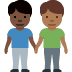 men holding hands: dark skin tone, medium-dark skin tone 👨🏿‍🤝‍👨🏾 Discord emoji — free static PNG download