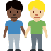 men holding hands: dark skin tone, medium-light skin tone 👨🏿‍🤝‍👨🏼 Discord emoji — free static PNG download