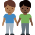 men holding hands: medium-dark skin tone, dark skin tone 👨🏾‍🤝‍👨🏿 Discord emoji — free static PNG download