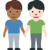 men holding hands: medium-dark skin tone, light skin tone 👨🏾‍🤝‍👨🏻 Discord emoji — free static PNG download
