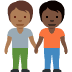 people holding hands: medium-dark skin tone, dark skin tone 🧑🏾‍🤝‍🧑🏿 Discord emoji — free static PNG download
