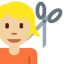 person getting haircut: medium-light skin tone 💇🏼 Discord emoji — free static PNG download