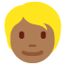 person: medium-dark skin tone, blond hair 👱🏾 Discord emoji — free static PNG download