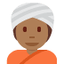 person wearing turban: medium-dark skin tone 👳🏾 Discord emoji — free static PNG download