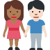 woman and man holding hands: medium-dark skin tone, light skin tone 👩🏾‍🤝‍👨🏻 Discord emoji — free static PNG download