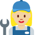 woman mechanic: medium-light skin tone 👩🏼‍🔧 Discord emoji - free download