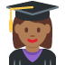 woman student: medium-dark skin tone 👩🏾‍🎓 Discord emoji — free static PNG download