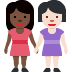 women holding hands: dark skin tone, light skin tone 👩🏿‍🤝‍👩🏻 Discord emoji — free static PNG download