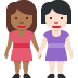women holding hands: medium-dark skin tone, light skin tone 👩🏾‍🤝‍👩🏻 Discord emoji — free static PNG download
